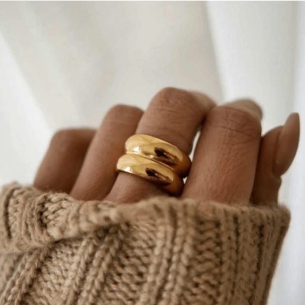 Bague minimaliste en acier inoxydable plaqué or