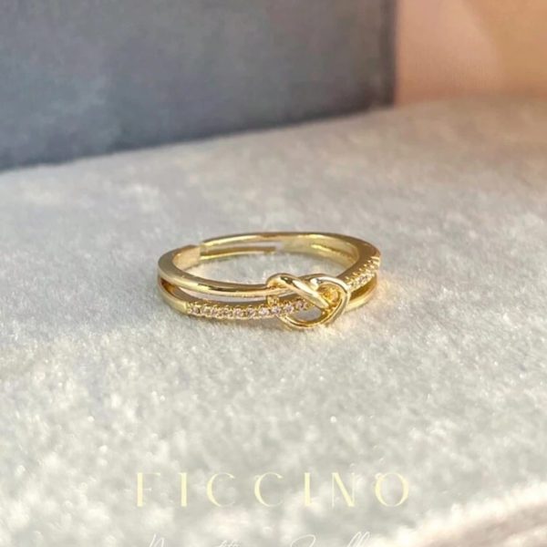 FICCINO Bague Plaquée Or En Forme De Cœur