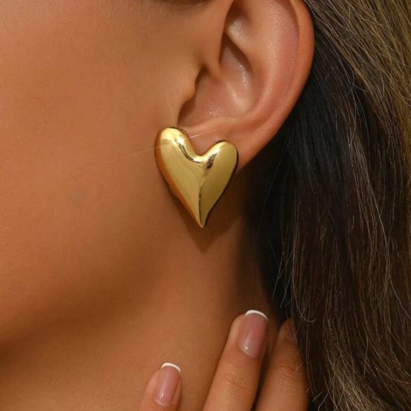 Boucles d'oreilles en acier inoxydable asymétriques en forme de cœur