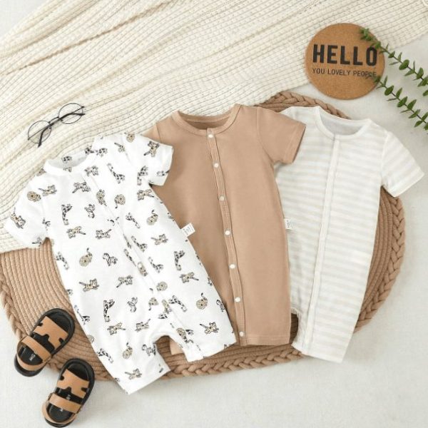 Ensemble de 3 barboteuses décontractées à rayures