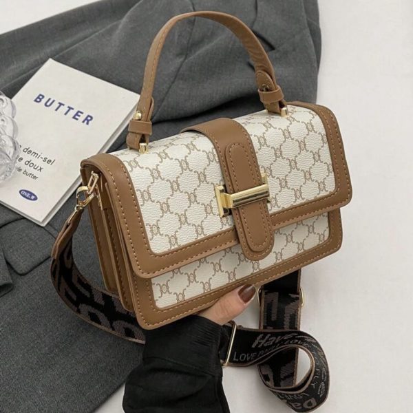 1 pièce Sac de soirée ou sac-bandoulière multicolore avec carreaux en PU avec boucle, à la mode et versatile pour les voyages quotidiens des femmes