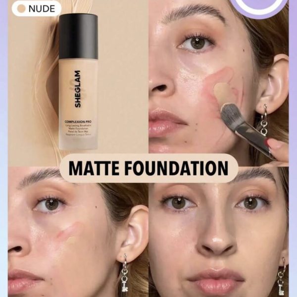 SHEGLAM Fond De Teint Mat Respirant Longue Tenue Complexion Pro-Nude Fond De Teint Mat Anti-Transpiration ContrôLe Du SéBum Couvrance Totale Anti-Cernes Sans Pores Waterproof Sans DéFaut Ne Se DéColore Pas Fond De Teint Liquide LéGer  NoëL Fond De Teint D'Hiver PâQues FêTe Des MèRes Remise De DiplôMe Anniversaire Vacances Printemps ÉTé Y2K Fantaisie Mode Maquillage CosméTique FêTe Plage Voyage Camping ExtéRieur ÉCole Campus Voyage Festivals DéCor Cadeau PréSent Rose Fille Cosplay Meilleur Couleur Charme Ambiance