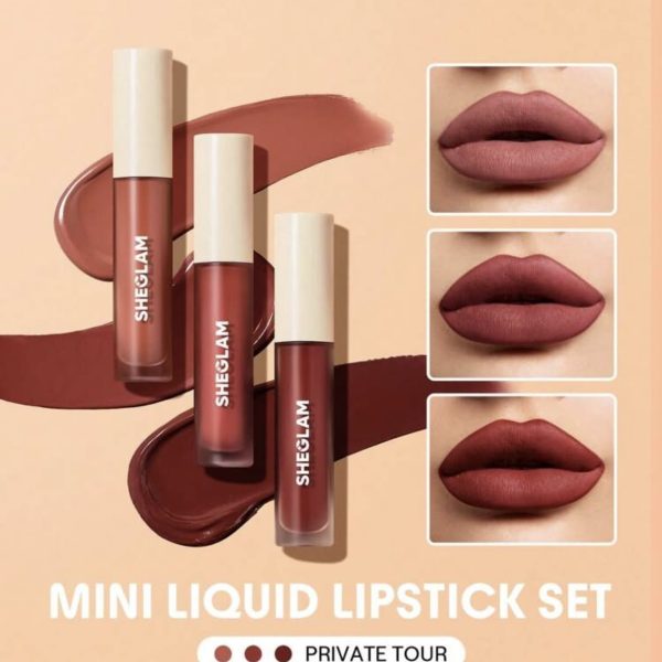 SHEGLAM Coffret De Mini Rouges à LèVres Liquides Matte Allure-TournéE PrivéE 3 PièCes/Ensemble Rouge à LèVres Longue Tenue Huile De Tournesol Nourrissante RéDuit Les Ridules Des LèVres Rouge à LèVres Liquide Coffret De Voyage  FêTe De NoëL Rouge à LèVres Liquide PâQues FêTe Des MèRes Remise De DiplôMe Anniversaire Vacances Printemps ÉTé Y2K Fantaisie Mode Maquillage CosméTique FêTe Plage Voyage Camping ExtéRieur ÉCole Campus Voyage Festivals DéCor Cadeau PréSent Rose Fille Cosplay Meilleur Couleur Charme Ambiance