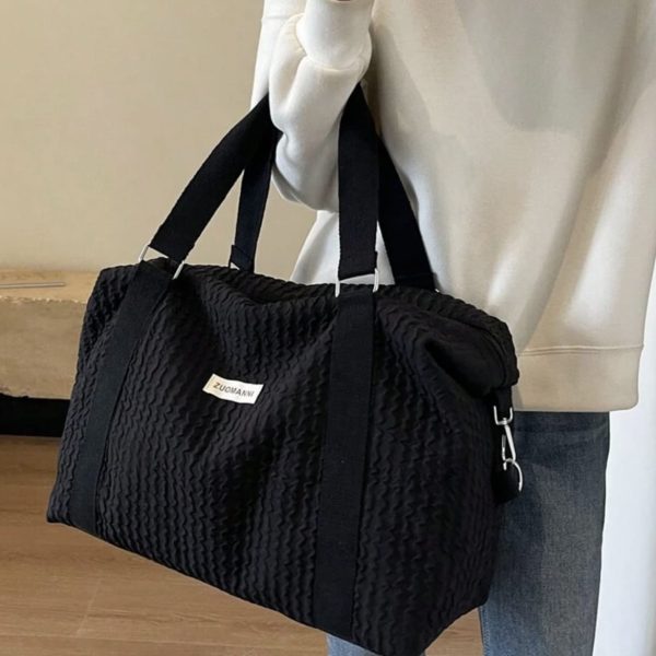 Sac de voyage portable pliable à grande capacité et léger pour voyage transfrontalier, sac de voyage élégant haut de gamme en polyester avec blocs de couleur, sac d'école pour le retour à l'école, organisateur de voyage pour les vacances d'été à la plage