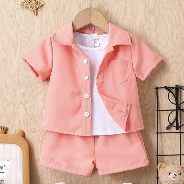 SHEIN Bébé Garçon Patch À Poche Chemise & Short (Sans T-Shirt)