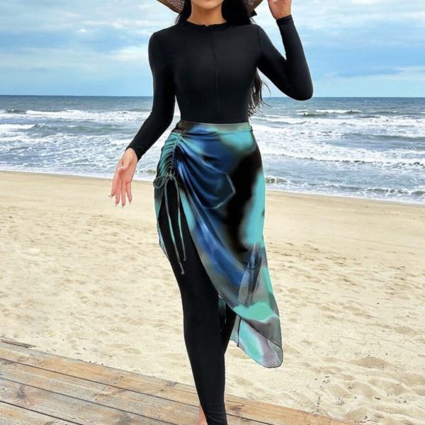 Swim Shayni Ensemble de maillot de bain une pièce pour femme style plage d'été, vêtements arabes