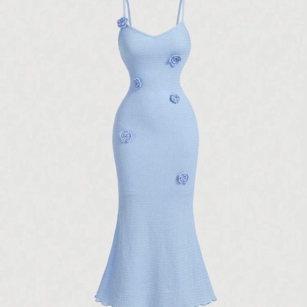 SHEIN MOD Robe de cocktail à fleurs d'abricot décorée pour femmes, robe de fête, robe de femme, robe d'été, robe moulante, robe d'été