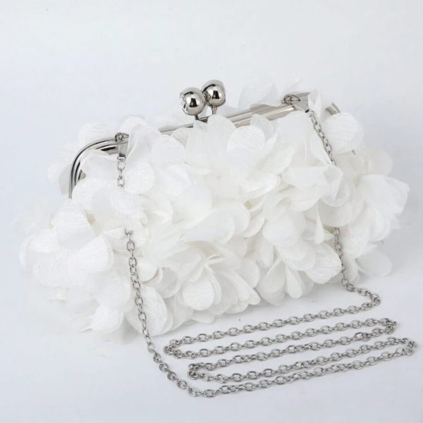 Sac du soir décoratif floral de luxe raffiné, élégant et glamour. En satin avec fermeture éclair à fleurs. Parfait pour les fêtes, mariages, proms, dîners/banquets. Cadeau idéal pour les femmes.