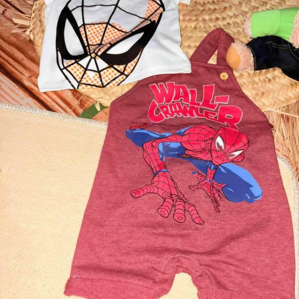 Jolie salopette et t shirt spiderman marron  (Copie)