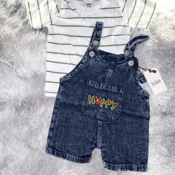 Jolie salopette jean foncé happy avec t-shirt