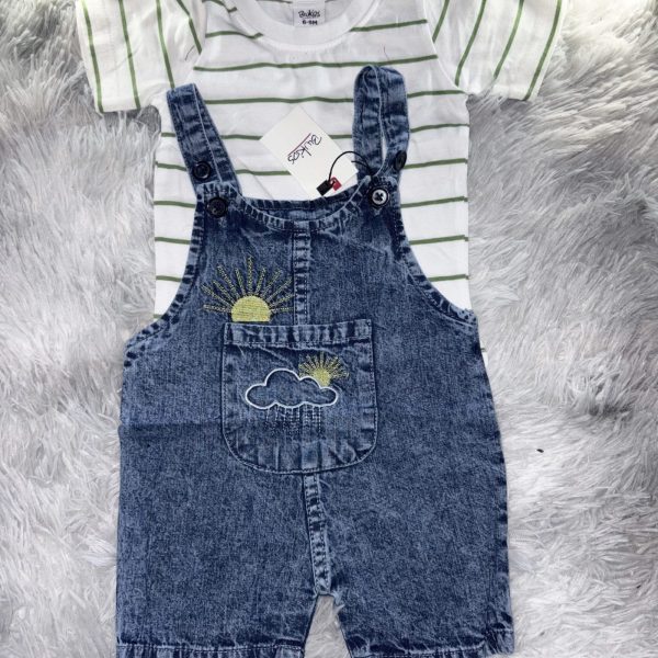 Jolie salopette jean foncé soleil avec t-shirt