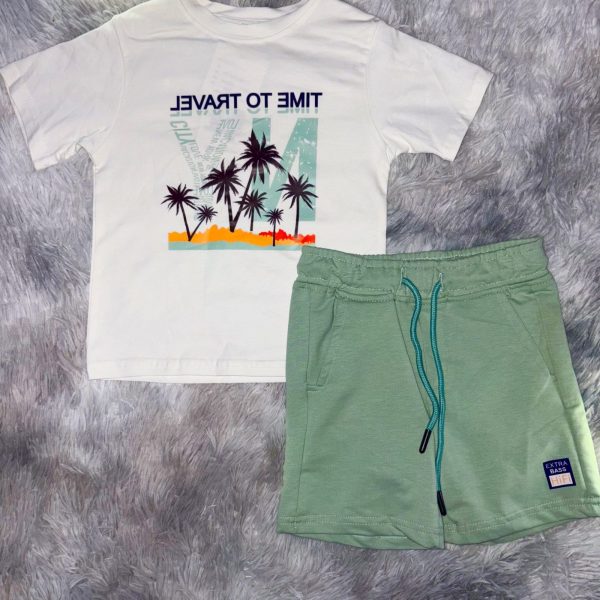 Ensemble survêtement deux pièces NY blanc et vert