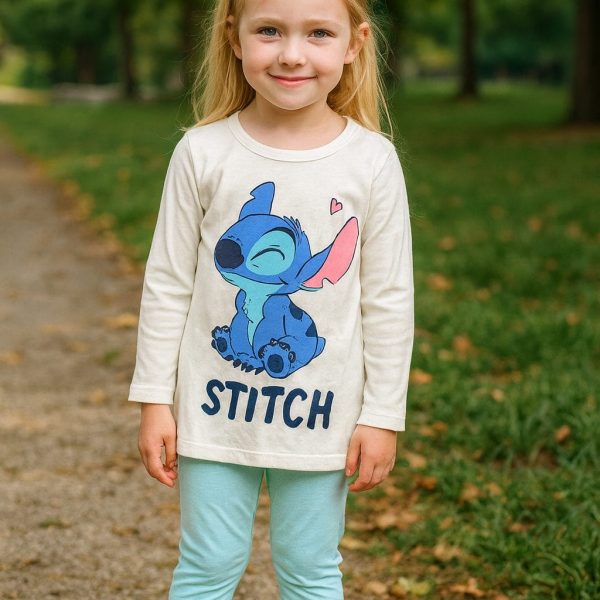 Ensemble Stitch Bleu Menthe pour Fille – Disney Original – 3 Pièces
