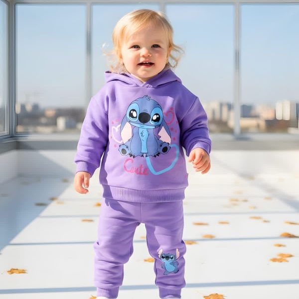 Ensemble a capuche Fille Stitch Violet
