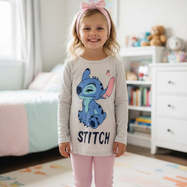 Ensemble Stitch rose pour Fille – Disney Original – 3 Pièces