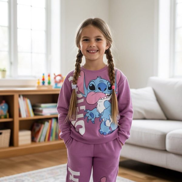 Jogging fille stitch Rose