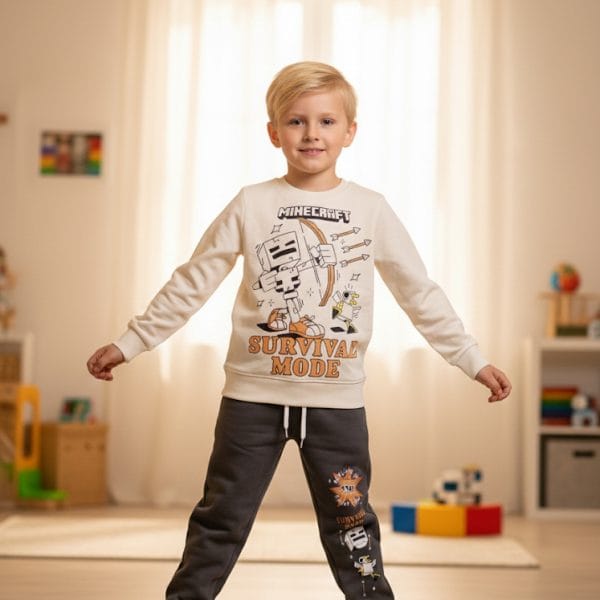 Jogging enfant garçon Minecraft Beige et Gris