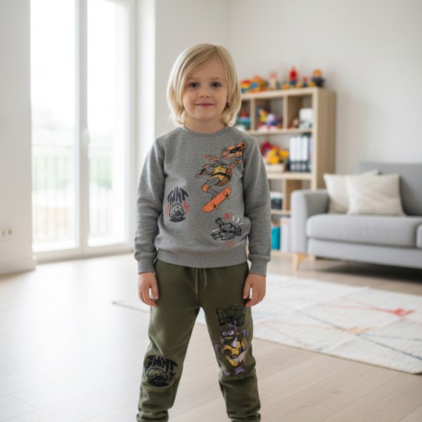 Jogging enfant garçon Tortue Ninja vert et gris