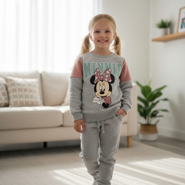 Jogging ZARA fille Minnie gris et beige