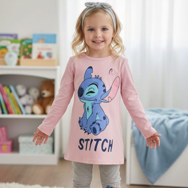 Ensemble Stitch rose pour Fille – Disney Original – 3 Pièces