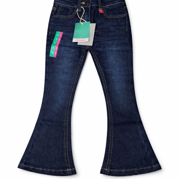 Pantalon Jean fille évasé bleu foncé – Coupe tendance et confortable