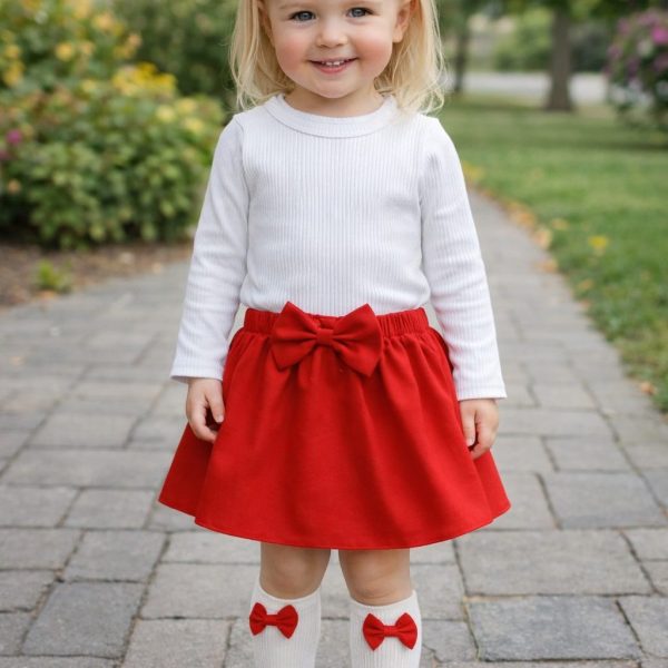 4pcs Ensemble fillette Pull, Jupe , bas et bandeau