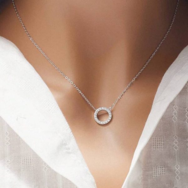 Collier zircone cubique cercle breloque argent