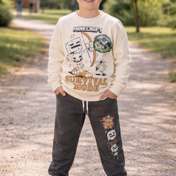 Jogging enfant garçon Minecraft Beige et Gris