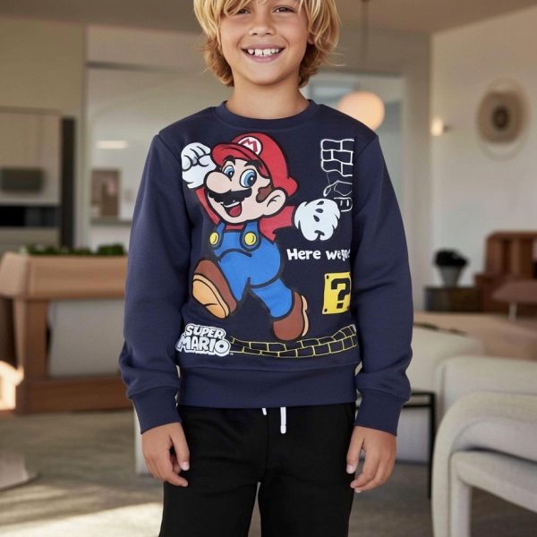 Jogging enfant garçon Mario Bleu nuit et noir