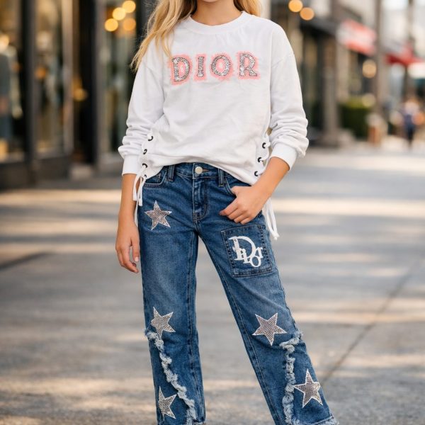 2pcs Pull DIOR + Pantalon jean