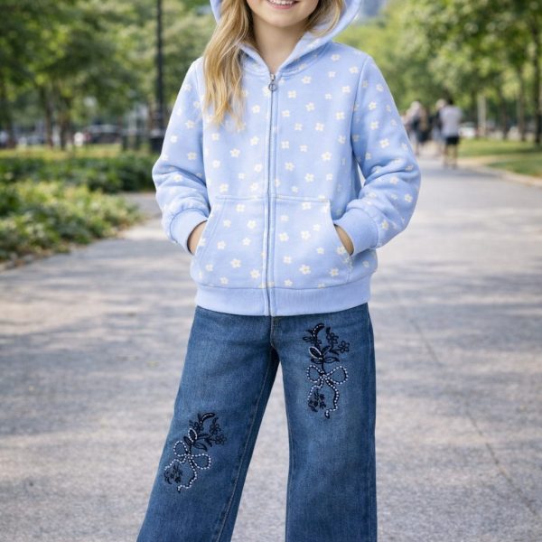 2pcs VESTE + Jean bleu BERSHKA