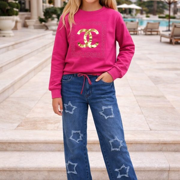 2pcs Pull channel + Pantalon jean