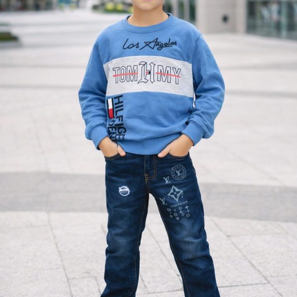 2pcs Pull tommy Hilfigher + Jean bleu LV