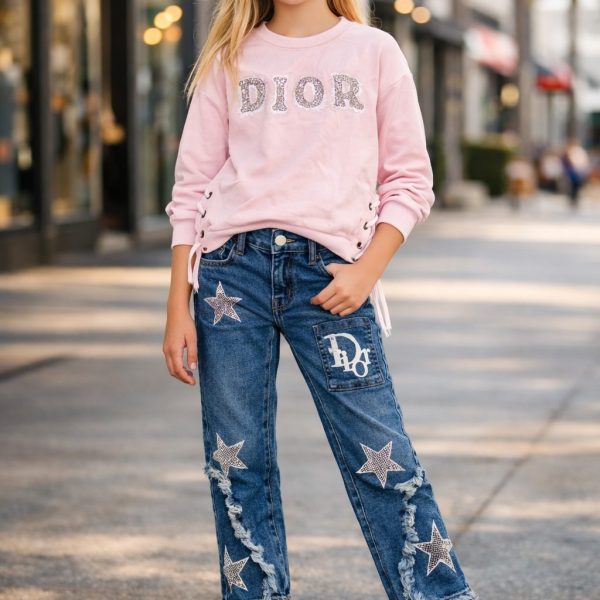 2pcs Pull DIOR + Pantalon jean