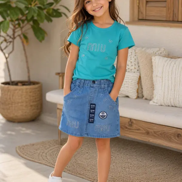 Ensemble fille pull + jupe jean miu miu