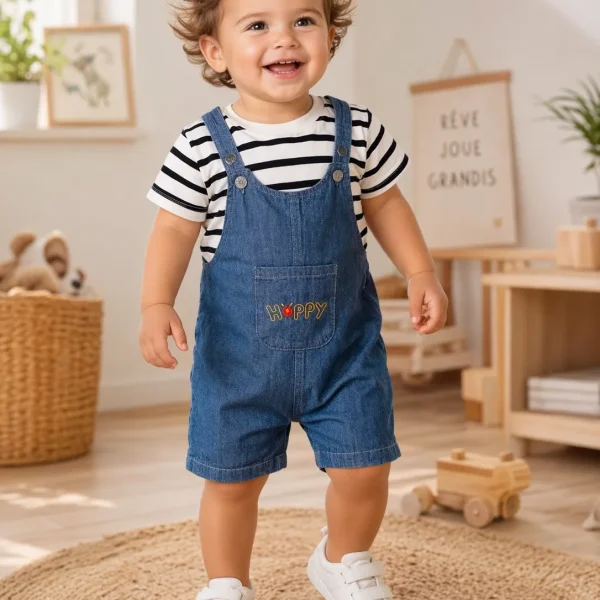 salopette jean happy avec t-shirt