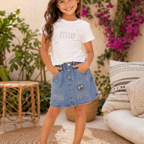 Ensemble fille pull + jupe jean miu miu