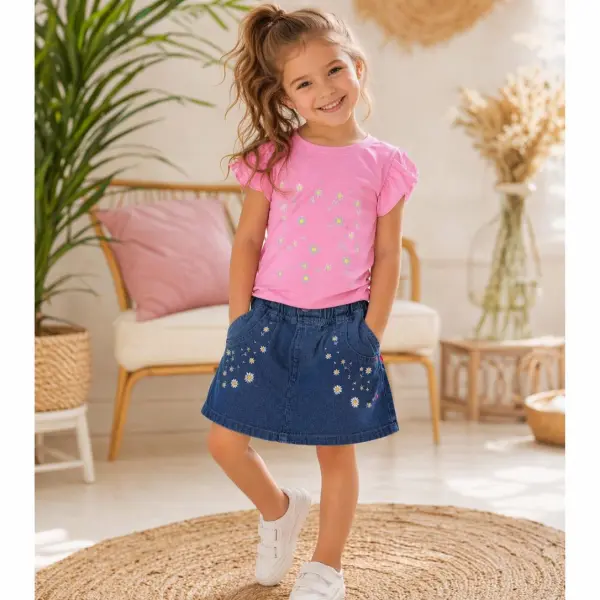 Ensemble fille pull + jupe jean kiabi