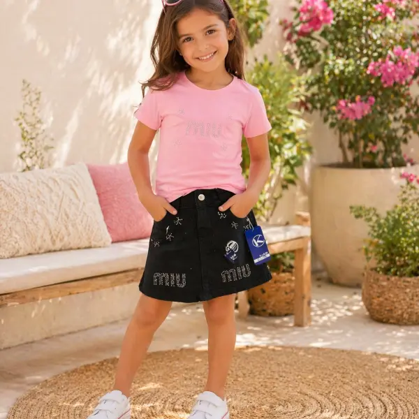 Ensemble fille pull + jupe jean miu miu