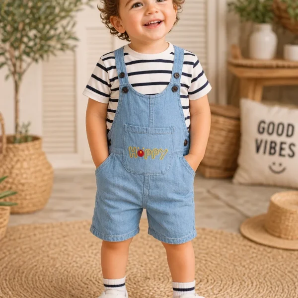 salopette happy jean avec t-shirt