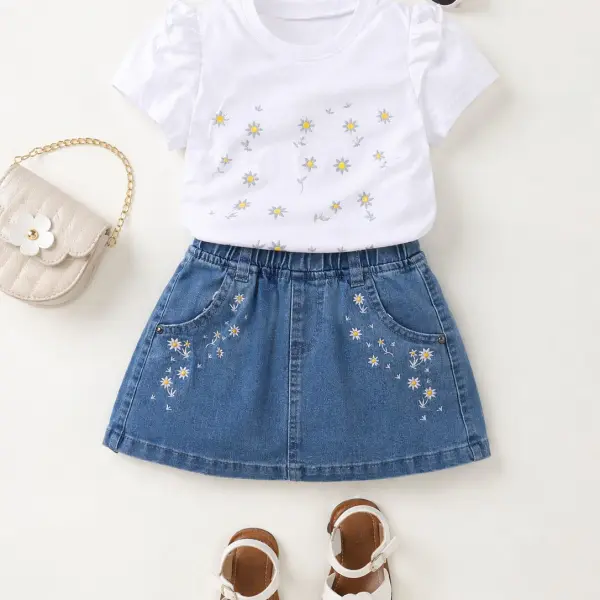 Ensemble fille pull + jupe jean kiabi