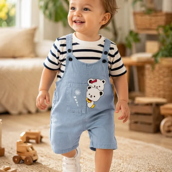 salopette jean avec t-shirt