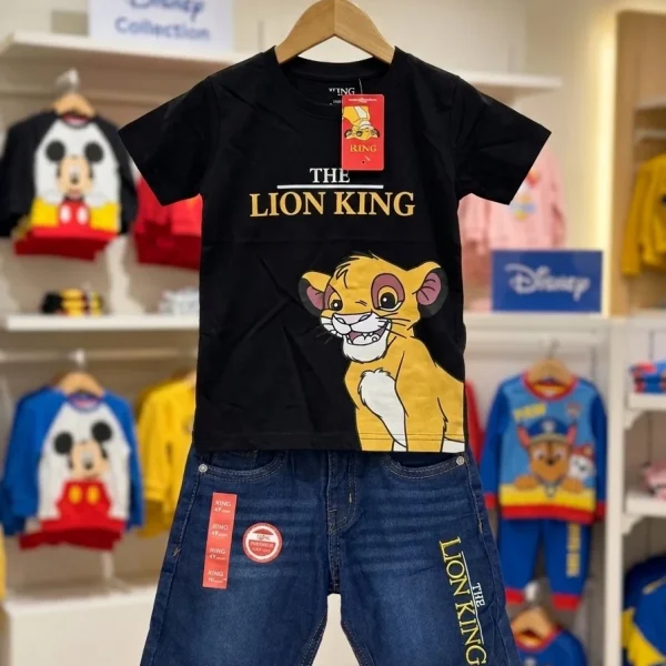 Ensemble LION KING short en jean + t-shirt coton