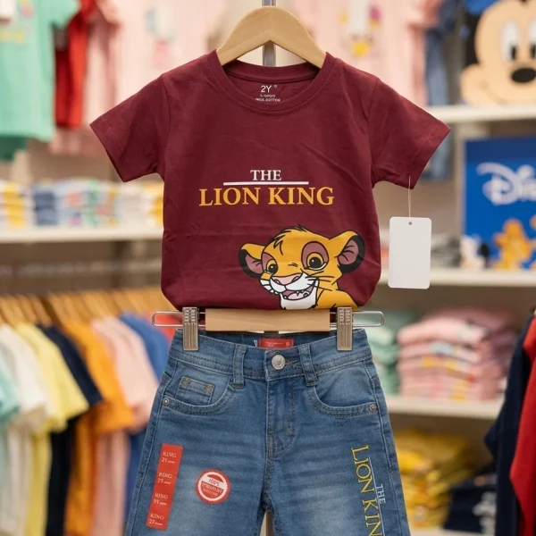 Ensemble LION KING short en jean + t-shirt coton