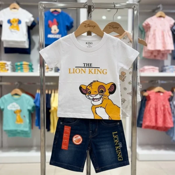 Ensemble LION KING short en jean + t-shirt coton