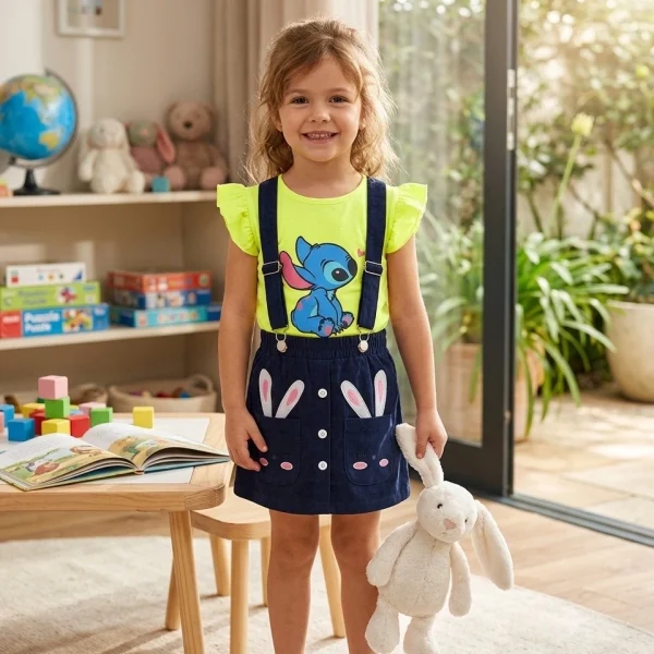 2pcs pour enfant robe et t-shirt stitch