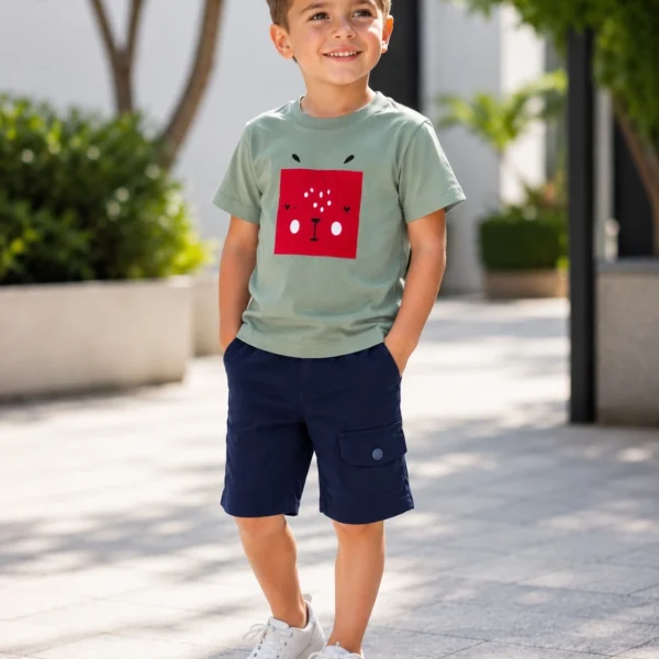 Ensemble Zara T-shirt et short toile 5 poches
